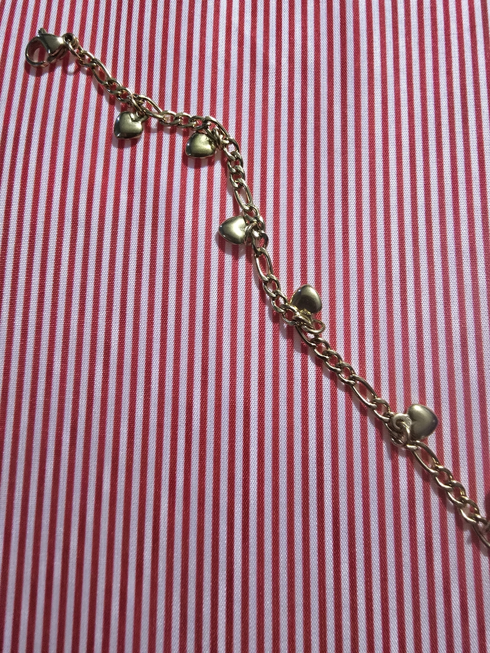 Gold Heart Charm Chain Bracelet - Women's Jewelry